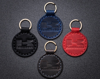 Kawasaki leather keyring crazy horse high quality