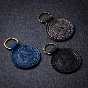 Mercedes benz leather keyring crazy horse high quality