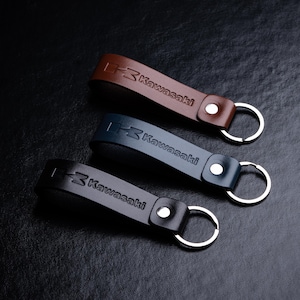 Kawasaki leather keyring motorbike italian leather high quality