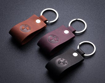 BMW Leather Min Keychain Luxury Car Key Fob, Full Grain or Crazy Horse