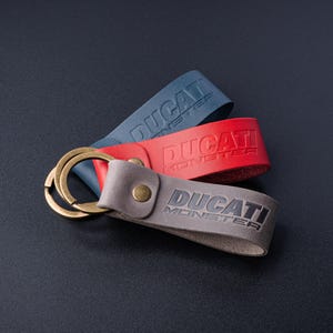 Ducati motorcycle style leather keyring crazy horse high quality