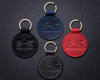 Kawasaki leather keyring crazy horse high quality