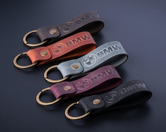 BMW style leather keyring crazy horse high quality