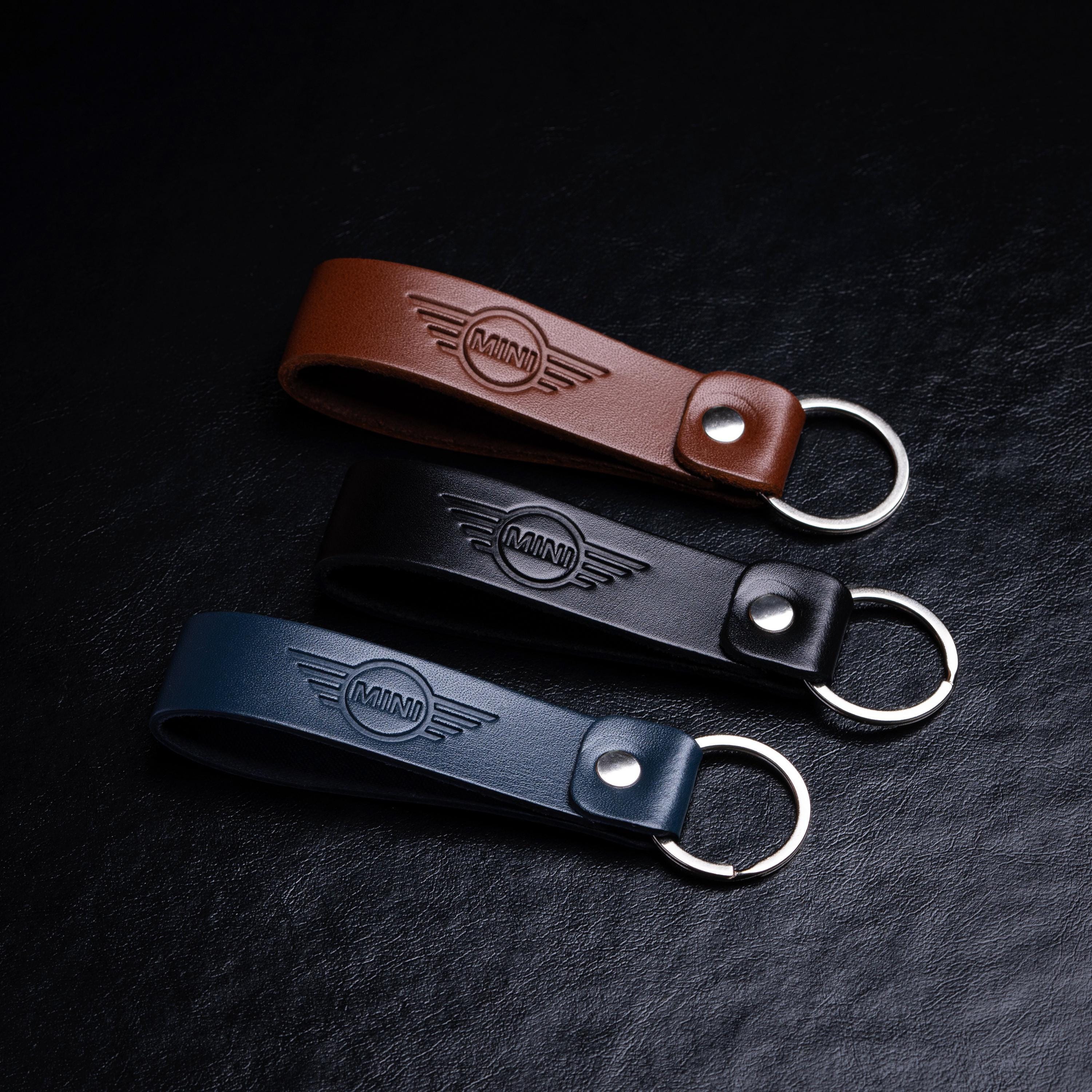 Mini cooper leather keyring italian high quality leather