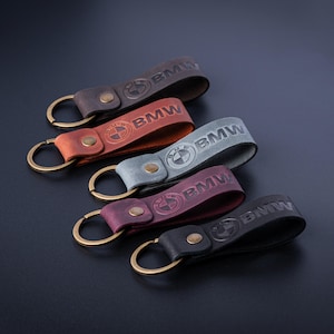 BMW style leather keyring crazy horse high quality