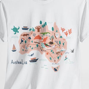 Camiseta de algodón suave unisex con mapa de Australia, regalo para viajeros, camiseta para aventureros, amantes de Australia.