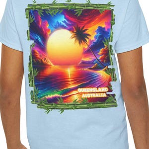 Australia Tee Shirt Tropical  North Queensland Sunset Graphic Tee,  Quality Soft Cotton T-Shirt for Beach Lovers, Holiday Vibe T Shirt