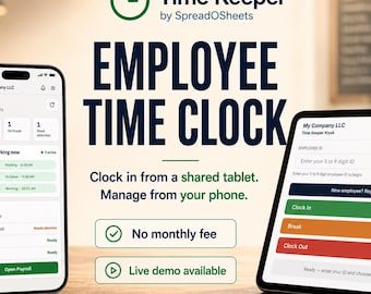Employee Timesheet Template for Google Sheets with Clock-In and Clock-Out Tracking
