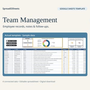 Google Sheets Team Management Tracker, Employee Performance Tool