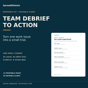 Team Debrief Toolkit, Printable PDF Worksheets and Editable PowerPoint