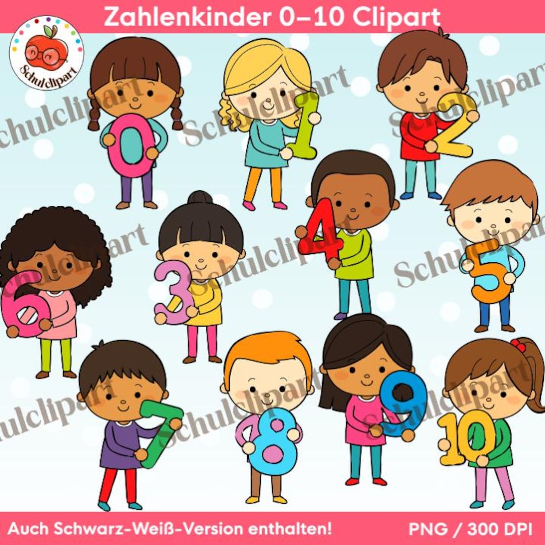 Zahlenkinder Clipart 0-10 Zahlen Clipart Für Lehrer & Kita Learn More