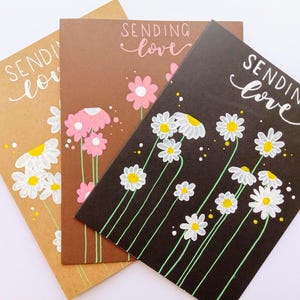 Sending Love Greeting Card Custom Handmade Daisy Card