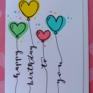Happy Birthday To You Card Custom Handmade Birthday Card Love Heart Balloons