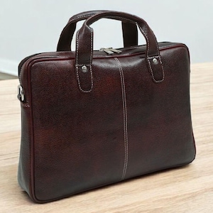 Sac pour ordinateur portable en cuir pleine fleur fait main, porte-documents en cuir pour homme, étui pour ordinateur portable en cuir véritable, sacoche pour ordinateur portable en cuir 14 pouces, cadeau pour homme