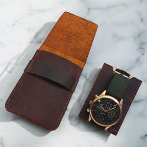 Étui à montre en cuir personnalisé, Organiseur de montre de protection de voyage, Pochette pour bracelet de montre en cuir, Étui de montre en cuir personnalisé, Protecteur de montre