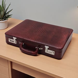Custom Engraved Leather Briefcase for Men, Briefcase for Bankers, Doctors Attache Handbag, Brown Briefcase, 16 inch MacBook Laptop Briefcase