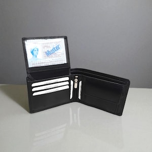 Black Leather Wallet for Men, Bi-fold RFID wallet, Card Holder Wallet with Coin Pouch, Designer Mens Wallet, Groomsmen Gift, Birthday Gift