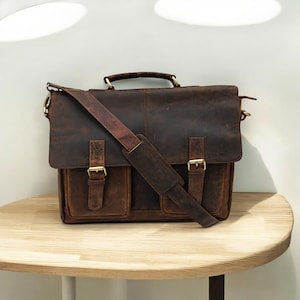 Sac messager en cuir personnalisé bandoulière pour ordinateur portable sac à main de bureau porte-documents sac messager vintage rustique pour homme Saint-Valentin cadeaux pour lui