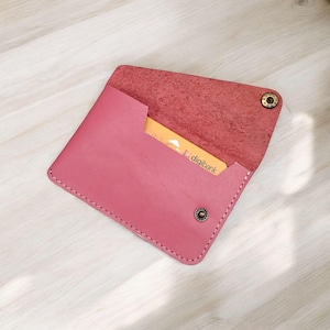 Tarjetero, Tarjetero de cuero, Tarjetero personalizado, Tarjetero para hombre, Tarjetero delgado, Tarjetero sencillo con cierre a presión, Regalo para hombre