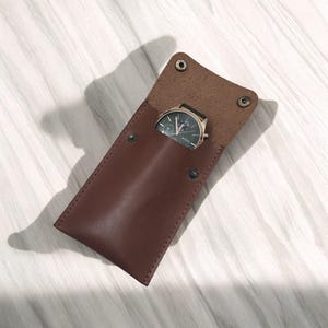Custodia per orologio in pelle personalizzata, organizer protettivo da viaggio per orologio, custodia per cinturino in pelle per orologio, custodia per orologio in pelle personalizzata, protezione per orologio