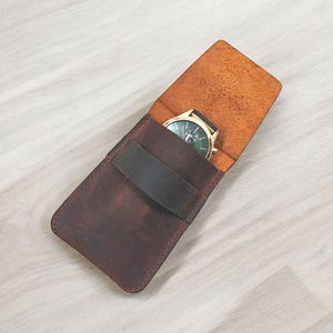 Custodia per orologio in pelle personalizzata, organizer protettivo da viaggio per orologio, custodia per cinturino in pelle per orologio, custodia per orologio in pelle personalizzata, protezione per orologio