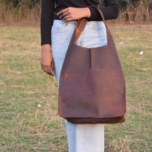Extra Large Leather Tote Bag, Oversized  Brown Leather Shoulder Bag, Large Leather Shopping Tote Bag, Large Office Tote Bag, Laptop Tote bag