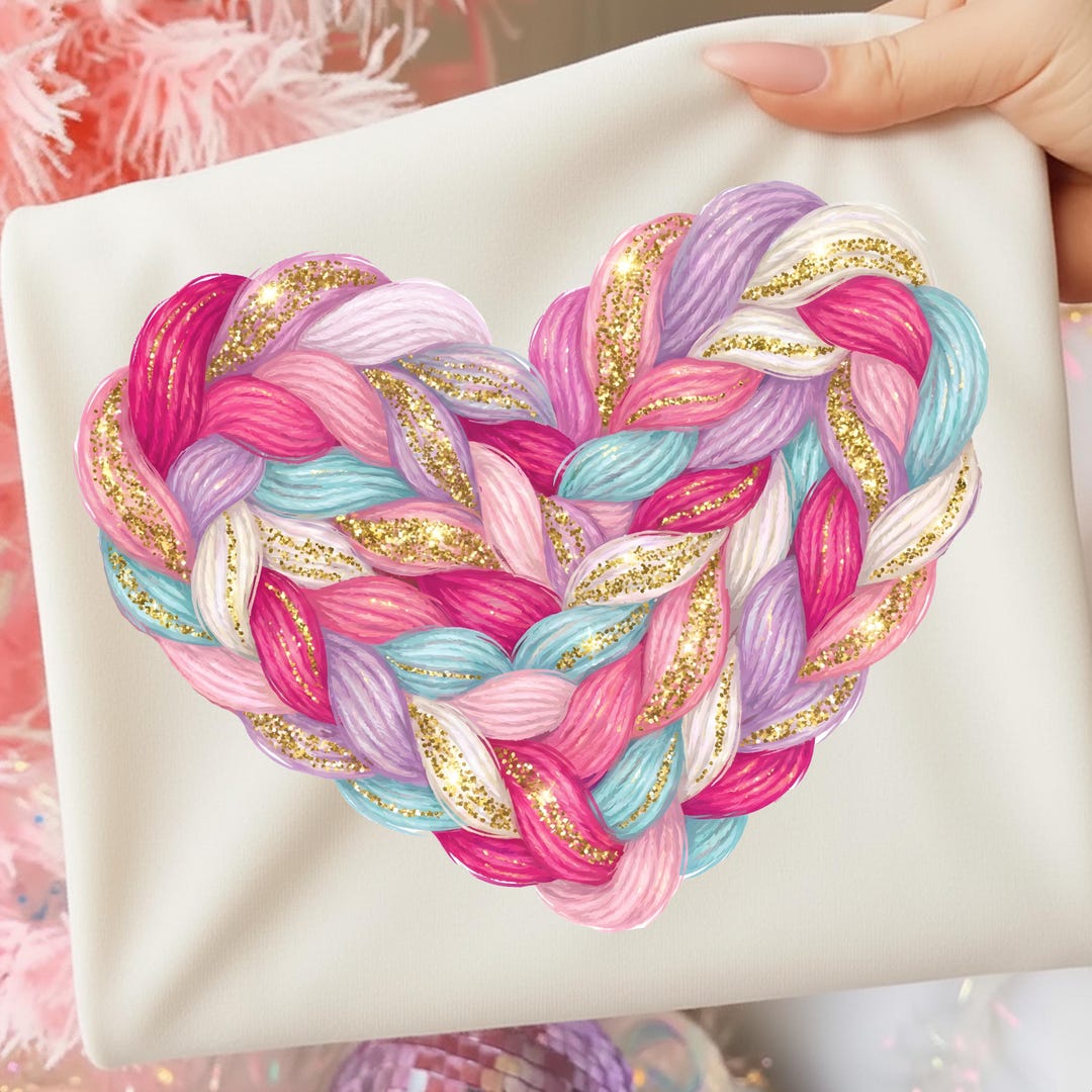 Crochet Valentines Heart PNG | Latch Hook Faux Yarn Heart | Retro ...