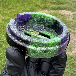 Green / Black / Purple Galaxy Resin Puffco Peak Pro Stabilizer Base for V2 Peaks (Tight Fit!)