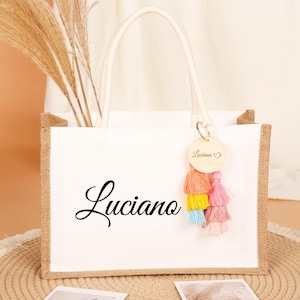 Custom Burlap Gift Bag,Personalized Handmade Tote Bag,Monogram Beach Tote Bag,Gift Tote Bags,Spliced Bag,Wedding/Bridesmaid Gift Bag