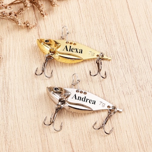 Personalised Engraved Name Metal Fishhook,Unique Fish Design Fishhook,Silver Gold Fishing 20g,Custom Father&#39;s Day Gift,Fishing Lover Gift