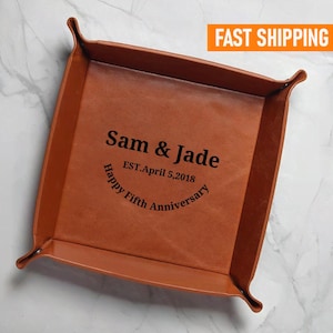 Personalized Leather Valet Tray, Handmade Catch, All Organizer for Home & Office, Custom Gift for Him or Her, Anniversary Gift for Husband