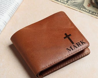 Cartera de cuero Cartera de cuero hecha a mano Cartera de cuero personalizada Cartera de hombre Cartera minimalista Regalo para padrinos de boda Regalo para el día del padre