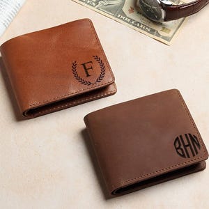 Personalized Leather Mens Wallet, Gift for Anniversary, Graduation, Dad, Him, Husband, Father, Boyfriend, Handwriting Engraved Custom Wallet