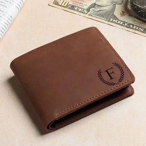 Personalized Leather Mens Wallet, Engraved Genuine Leather Custom Wallet, Anniversary Gift For Him, Men, Father, Dad, Husband, Boyfriend