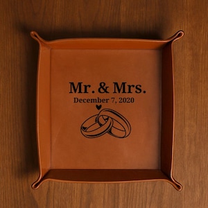 Presente de couro para 3º aniversário, bandeja de couro personalizada para homens, bandeja de manobrista, presente de couro para ele, presente de aniversário para marido