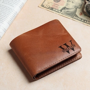 Cartera personalizada para hombre, cartera de cuero grabada, regalo de aniversario para él, cartera personalizada, cartera de cuero, regalo para papá, regalo para novio.