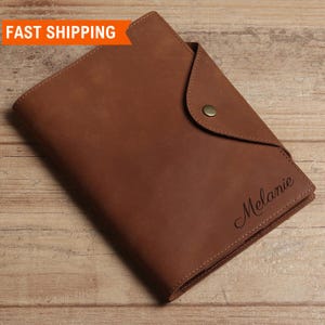 Leather Personalized Journal, Engraved Journal Cover, Notebook Cover for Women, Leather Planner, A5 Notebook Cover, Mother&#39;s Day Gift