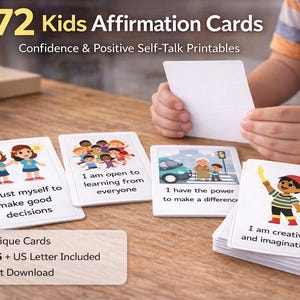 Kids Affirmation Cards Printable | Editable Canva PDF | Confidence & Positive Self Talk for Children | Classroom SEL Tool