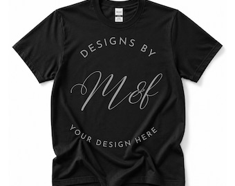 Gildan 5000 Black Shirt Flat Lay Mockup | G5000 Blank Tee Mockup | Real Photo POD Mockup | Transparent Background | PNG