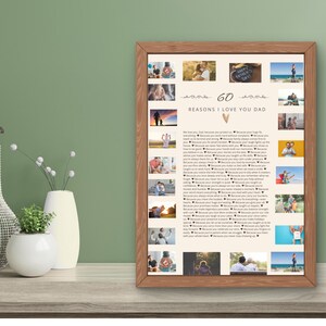 Papa : 60 raisons pour lesquelles je t'aime : cadeau personnalisé avec photos et texte | Fête des pères imprimable | Téléchargement numérique personnalisé