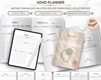 ADHD Planner Printable: Daily Focus, Mental Health Organizer (Digital Download)