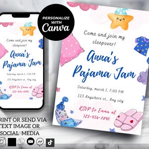 Invitation fête d&#39;anniversaire spa, invitation soirée pyjama spa, invitation pyjama, invitation soirée pyjama, soirée pyjama rose adolescente,