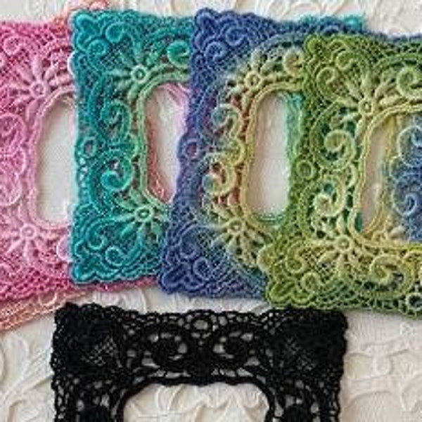 Lace Frame Shabby Chic Victorian Venise Hand Dyed for Crazy Quilt Junk Journal Applique