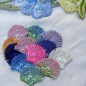 Peacock Fan Lace Hand Dyed Venise Applique Embellishment Pack Kit image 1