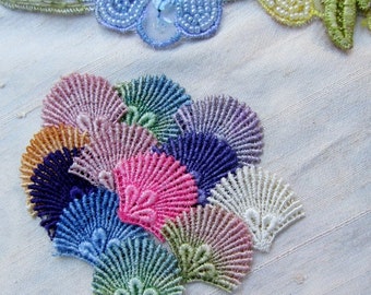 Peacock Fan Lace Hand Dyed Venise Applique Embellishment Pack Kit