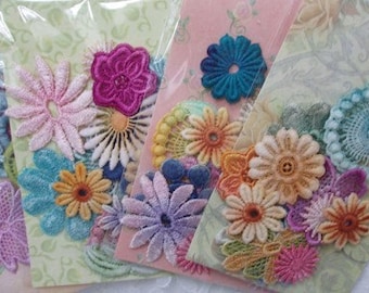 Flower Lace Trims - Hand Dyed Venise Crazy Quilt Embellishment Inspiration Kit
