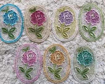 Rose Flower Hand Dyed Venise Lace Crazy Quilt Scrap Book Mixed Media Applique Embellishment