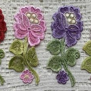 Lace Flower Applique Hand Dyed Venise Embellishment image 3