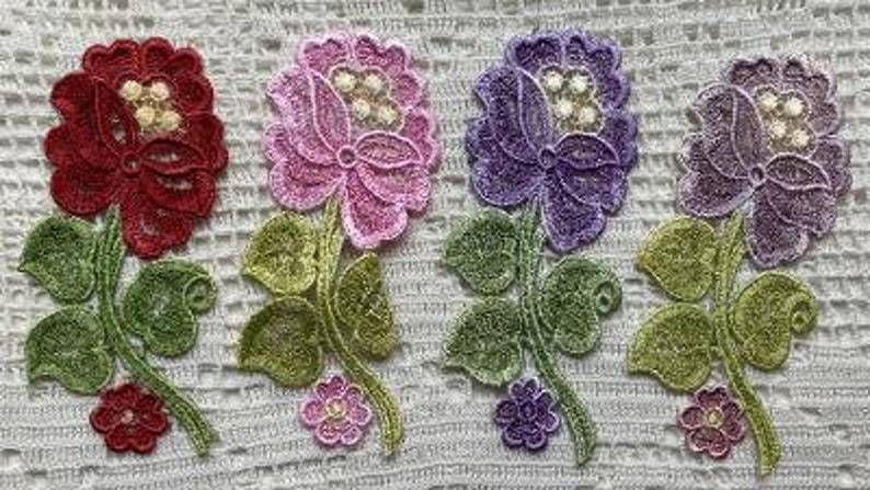 Lace Flower Applique Hand Dyed Venise Embellishment image 3