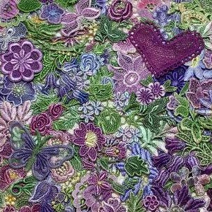 Crazy Quilt Lace, Inspiration Lace Kit, Venise Lace Trim, Mixed Media Lace, Hand Dyed Lace ,Scrapbook Supply, Applique, Crazy Quilt Kit image 8